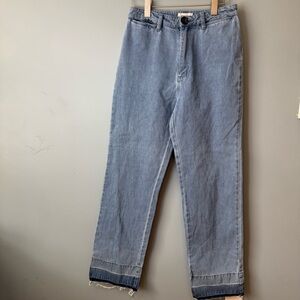 ROLLA’S Slim Sailor High Rise Jeans with Raw Hem. Blue. Size 29